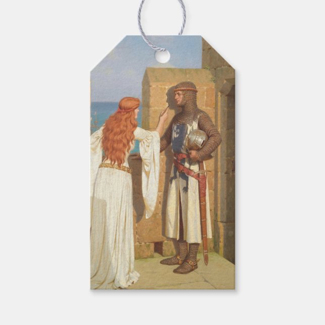 The Knight's Shadow (von Edmund Blair Leighton) Geschenkanhänger (Vorderseite)