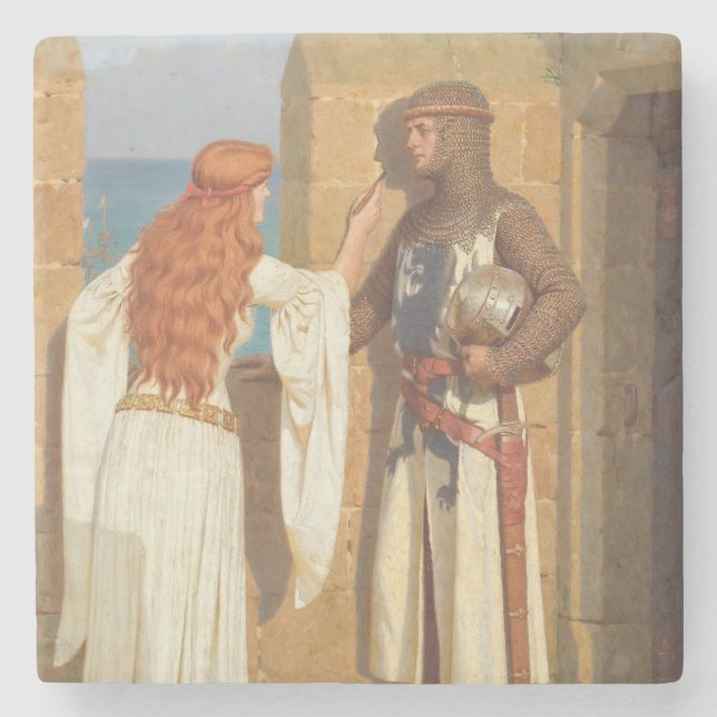 The Knight's Shadow (von Edmund Blair Leighton) Steinuntersetzer (Vorderseite)