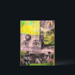 The Lady and the Doctors Mixed Media Collage Postkarte<br><div class="desc">A mixed media collage made and photographed by Angelandspot in the year 2026 with vintage images from a magazine from 1968 on a colorful green and yellow background collage of various papers painted over to unify them before making the collage on top of that layer. The lady was injured in...</div>