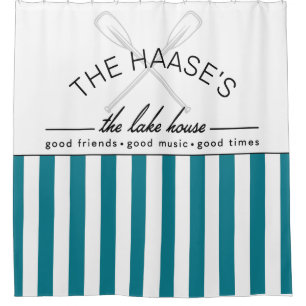 The Lake House Good Friends Music Times Blue Strip Duschvorhang