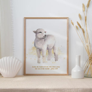 The Lamb Of God Illustration Baby Kids' Nursery Poster