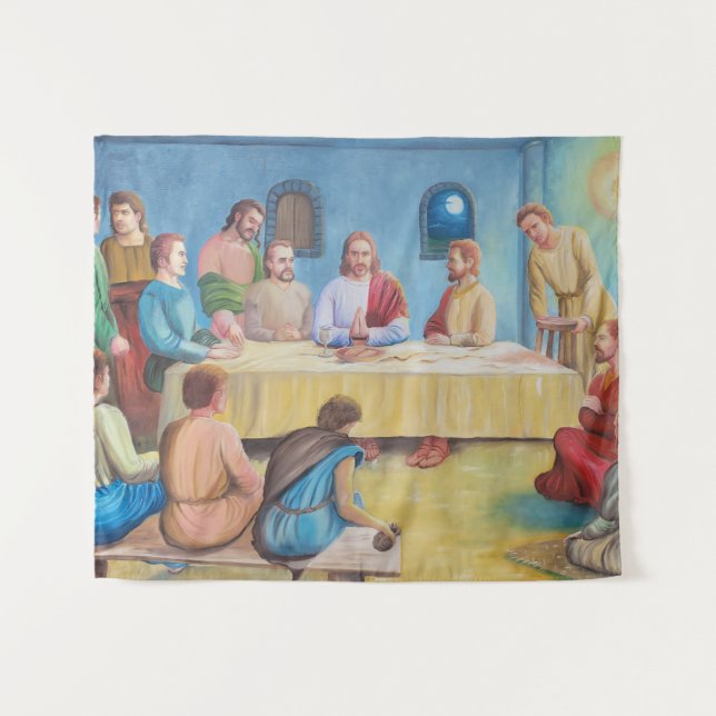 The Last Supper: Jesus and the Disciples Wandteppich (Vorderseite (Horizontal))