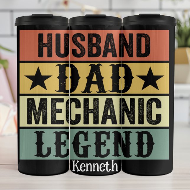 The Legend Lives" - Ehemann Vater Mechanical Black Thermosbecher (Von Creator hochgeladen)