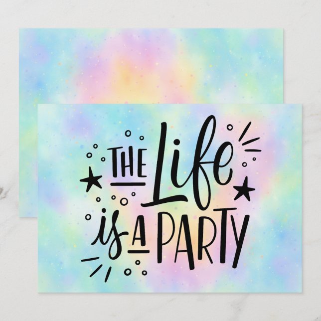 "The Life Is a Party" Celebration Invitation – Fun Einladung (Vorne/Hinten)
