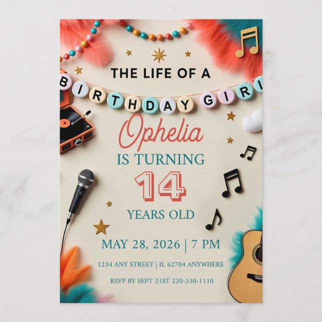 The Life of a Birthday Girl Showgirl Birthday Einladung (Vorderseite)