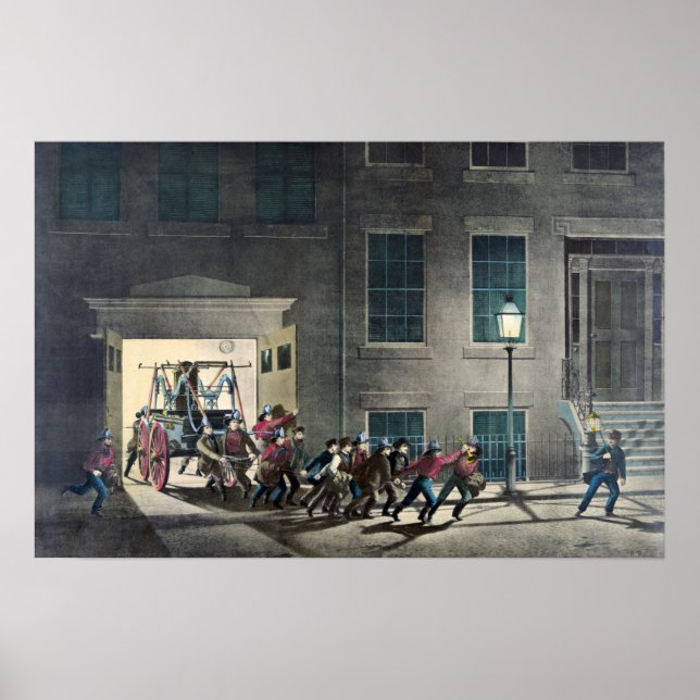 The Life of a Fireman - The Night Alarm - 1854 Poster (Vorne)