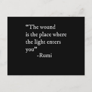 The Light Enters Rumi Quote Print Postkarte