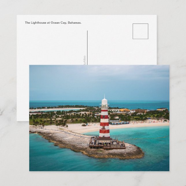 The Lighthouse at Ocean Cay, Bahamas Postcard Postkarte (Vorne/Hinten)