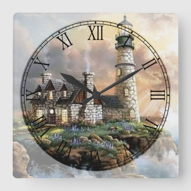 The Lighthouse Fine Art Quadratische Wanduhr (Vorderseite)