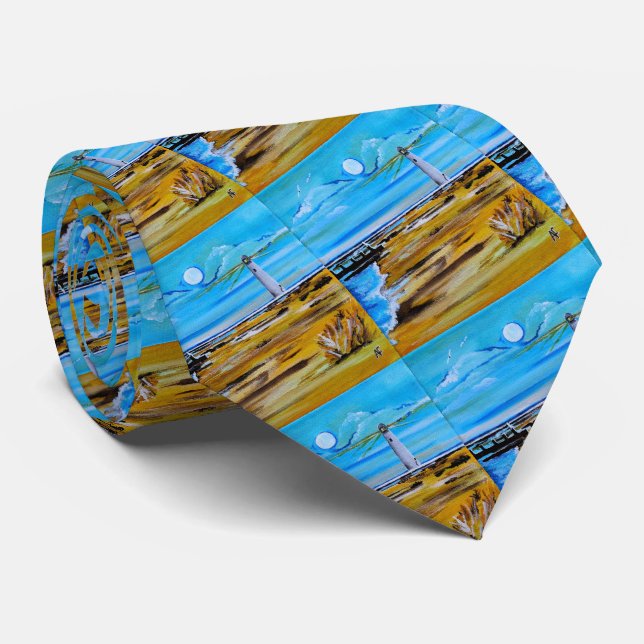 The Lighthouse on the Beach Painting by Alfred Fox Krawatte (Gerollt)