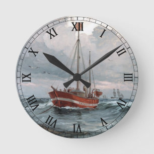 The lightship at Skagen Reef Personalize Runde Wanduhr