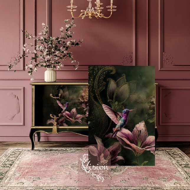 The Lily, Hummingbird Ethereal Floral Seidenpapier (The Lily, Fairy Tale Fantasy Hummingbird & Floral Decoupage Tissue Paper.)