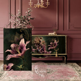 The Lily, Mauve & Moody Green Fantasy Floral Seidenpapier