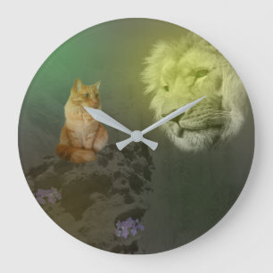The Lion And The Cat, Wall Clock Große Wanduhr