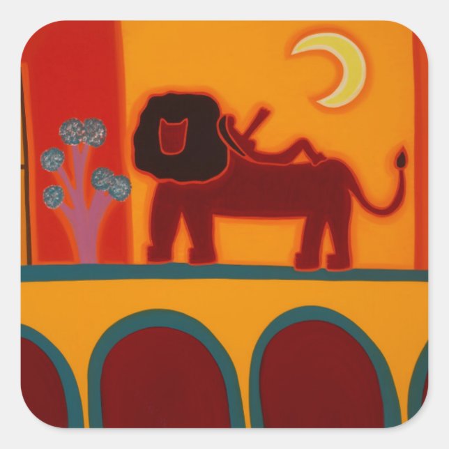 The Lion from Fulham Broadway 2008 Quadratischer Aufkleber (Vorderseite)