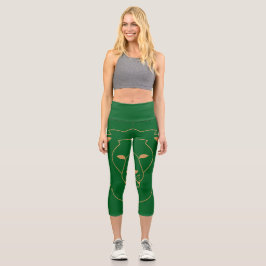 The Lion's Gaze: Golden Contour Capri Leggings
