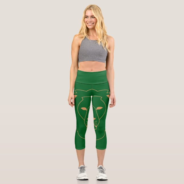 The Lion's Gaze: Golden Contour Capri Leggings (Vorderseite)