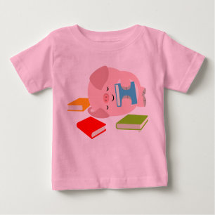 The Little Book Lover (Cartoon Pig) Baby T - Shirt