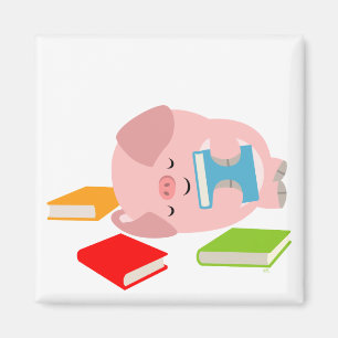 The Little Book Lover (Niedlicher Cartoon Pig) Mag Magnet