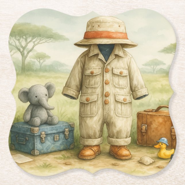 The Little Explorer | Safari Adventure Baby Shower Untersetzer (Vorderseite)