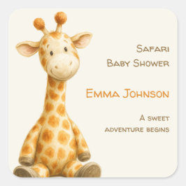 The Little Explorer | Safari Friends Baby Shower Quadratischer Aufkleber