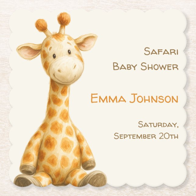 The Little Explorer | Safari Friends Baby Shower Untersetzer (Vorderseite)