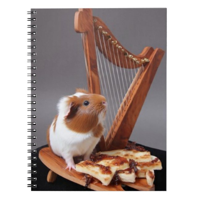 The Little Harpist – Elegant Guinea Pig Notebook Notizblock (Vorderseite)