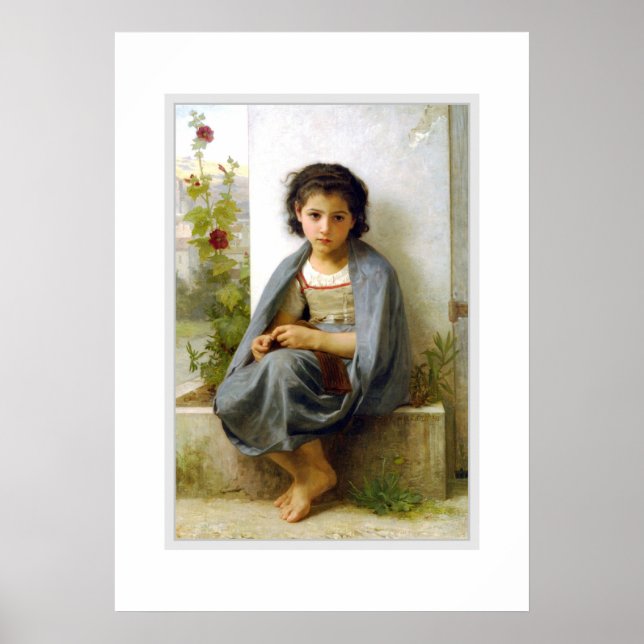 The Little Knitter 1882, Bouguereau Poster (Vorne)