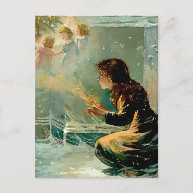 "The Little Match Girl" von E S Hardy Postkarte (Vorderseite)
