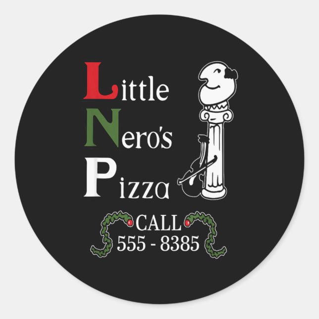 The Little Nero's Zza Christmas, Funny Christmas  Runder Aufkleber (Vorderseite)
