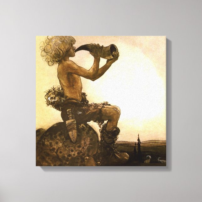 "The Little Shepherd" Aquarell von John Bauer Leinwanddruck (Vorderseite)