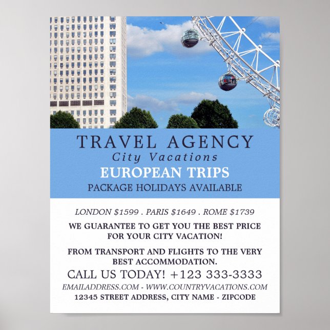The London Eye, London City, Travel Agency Advert Poster (Vorne)
