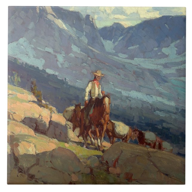 "The Lone Packer" Western Art von Edgar Payne Fliese (Vorderseite)