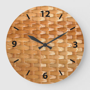 The Look of Lacquer Wicker Basketweave Große Wanduhr