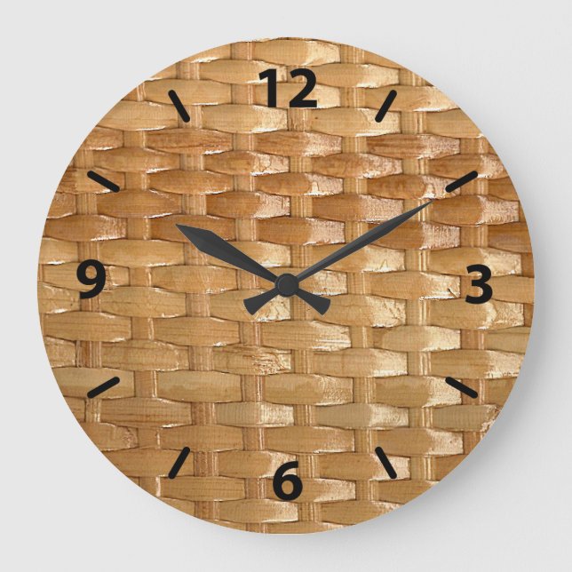 The Look of Lacquer Wicker Basketweave Große Wanduhr (Vorderseite)