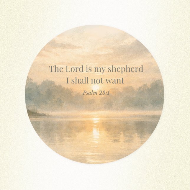 The Lord Is My Shepherd Psalm 23:1 Bible Verse  Runder Aufkleber (Von Creator hochgeladen)