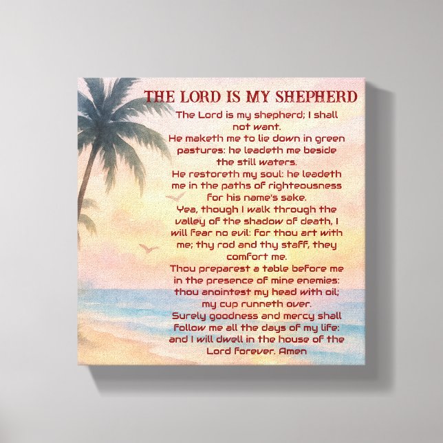 The Lord Is My Shepherd Psalm 23 Sunset Beach  Leinwanddruck (Vorderseite)
