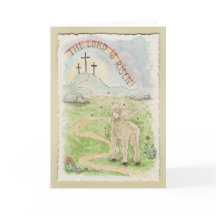 The Lord Is Risen Easter Card with Lamb