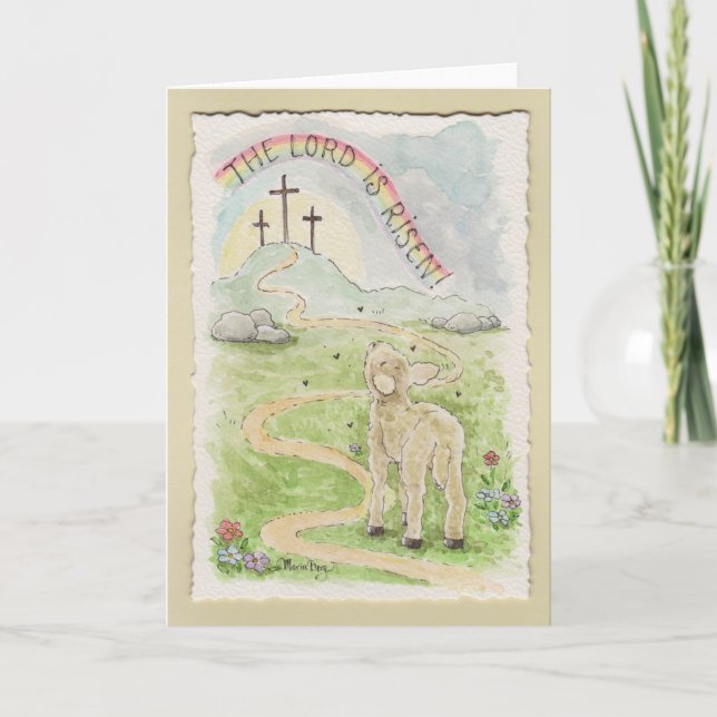 The Lord Is Risen Easter Card with Lamb Karte (Vorderseite)