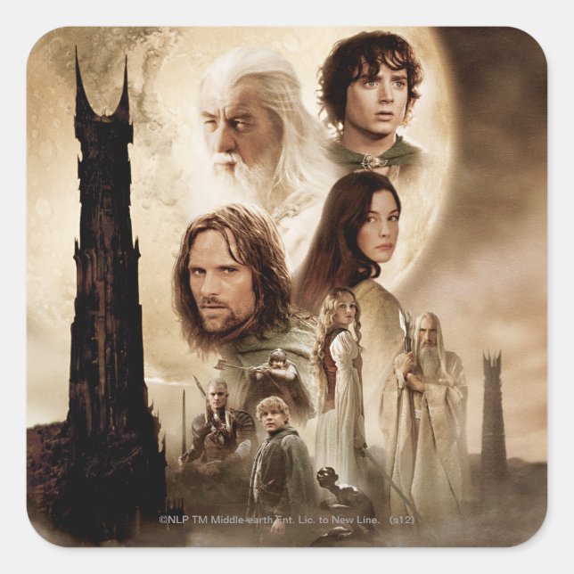 The Lord of the Rings: The Two Towers Movie Poster Quadratischer Aufkleber (Vorderseite)