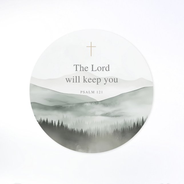 The Lord Will Keep You – Psalm 121 Christian Faith Runder Aufkleber (Von Creator hochgeladen)