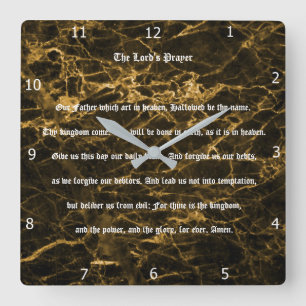 THE LORD'S PRAYER SQUARE WALL CLOCK QUADRATISCHE WANDUHR