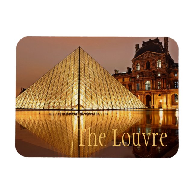 The Louvre Museum at Night, Paris, Frankreich Magnet (Horizontal)