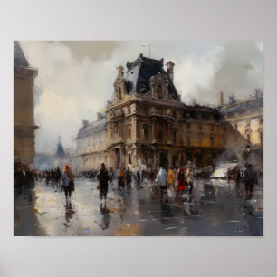 The Louvre Paris France Landscape Art Print Poster