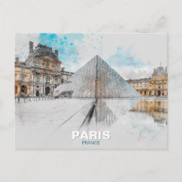 The Louvre Paris Postcard - Vintage Retro-Reise Postkarte