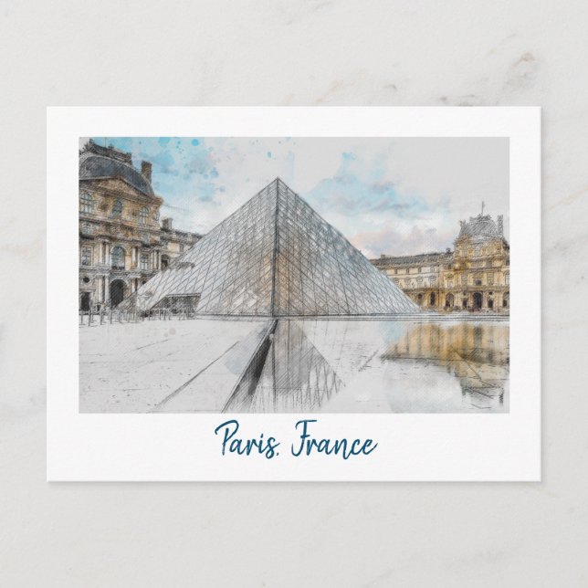 The Louvre Paris Postcard - Vintage Retro-Reise Postkarte (Vorderseite)