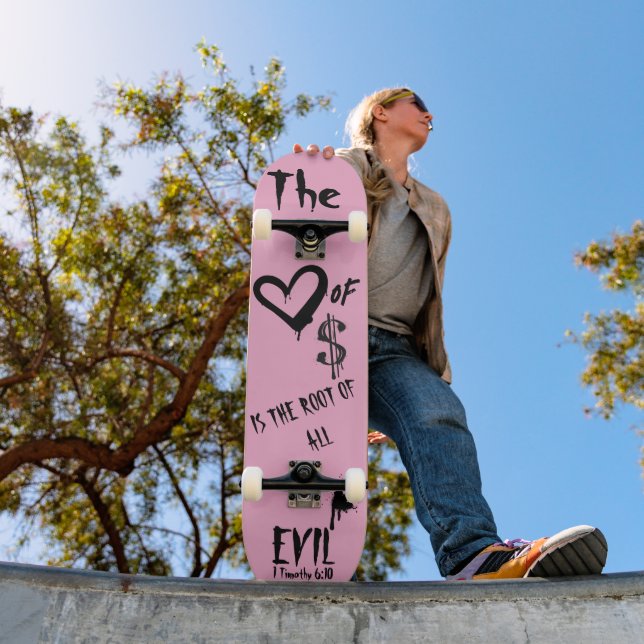 The Love of Money Evil Pink Doodle  Skateboard (Außenbereich 1)