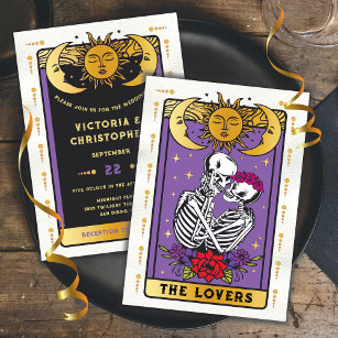 The Lovers Skeleton Couple Gothic Wedding Tarot Einladung