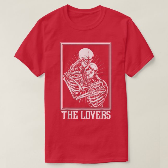 The Lovers Skeleton Tarot Card Gothic Witch Occult T-Shirt (Design vorne)