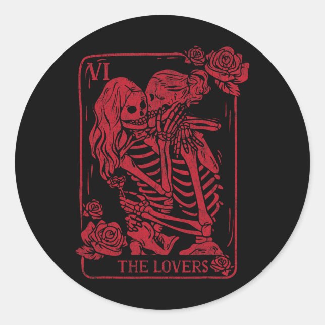 The Lovers Tarot Card Kissing Lesbian Soul Sisters Runder Aufkleber (Vorderseite)